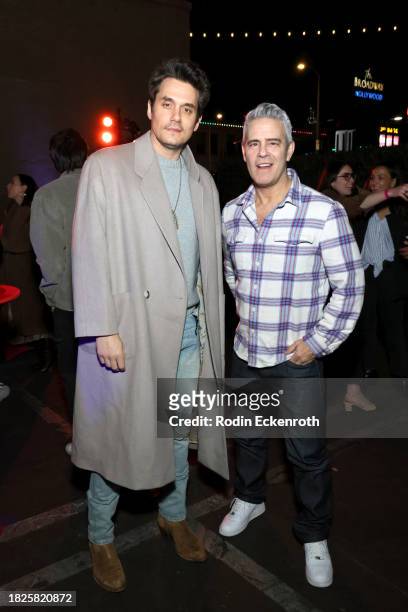 John Mayer and Andy Cohen attend the 2023 ChainFEST Gourmet Chain Food Festival VIP Night at Nya Studios on December 01, 2023 in Los Angeles,...