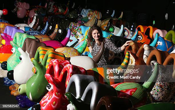 Dani Marlborough from Gromit Unleashed walks among the giant Gromit sculptures that have been decorated by artists & celebrities, as they wait in a...