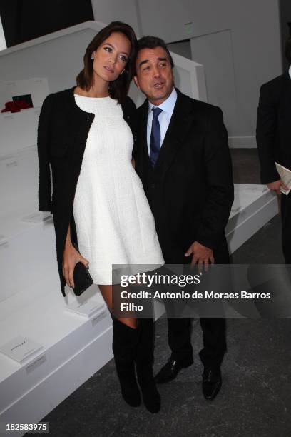 Arnaud Lagardere and Jade Foret attends Chanel show as part of the Paris Fashion Week Womenswear Spring/Summer 2014 on October 1, 2013 in Paris,...