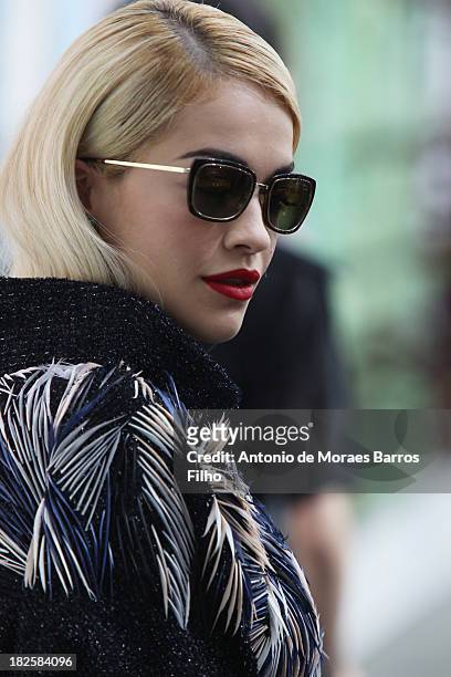 Rita Ora attends Chanel show as part of the Paris Fashion Week Womenswear Spring/Summer 2014 on October 1, 2013 in Paris, France.