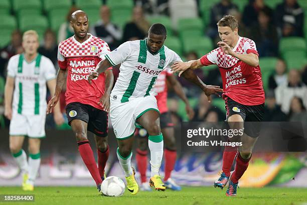 Genero Zeefuik of FC Groningen Mickael Tavares Ingo van Weert of RKC Waalwijk during the Dutch Eredivisie match between FC Groningen and RKC Waalwijk...