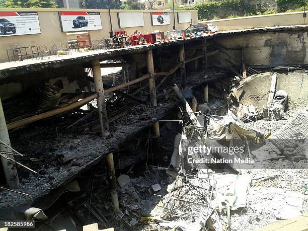 Part of Westgate mall that caved during military operation to combat terrorists on September 30, 2013 in Nairobi, Kenya. The Mall was hit with a...