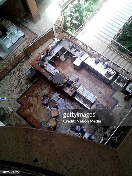 An aerial view of inside Westgate mall on September 30, 2013 in Nairobi, Kenya. The Mall was hit with a terrorist attack on September 21, 2013. Ten...
