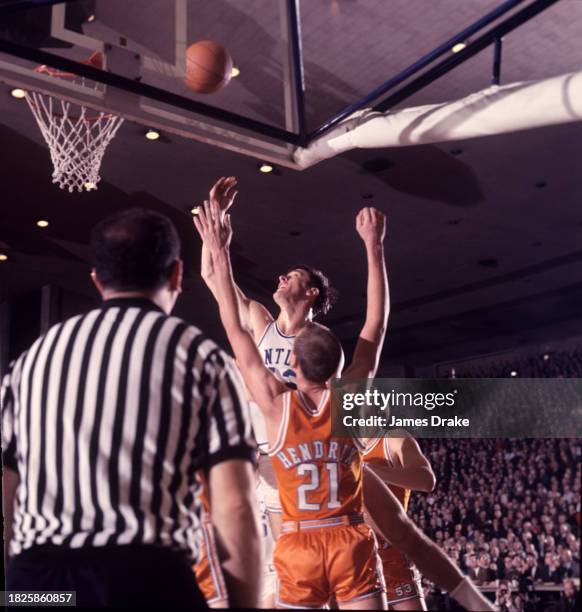 Pat Riley of the Kentucky Wildcats shoots during a game against the Tennessee Volunteers at Memorial Coliseum on February 26, 1966 in Lexington,...