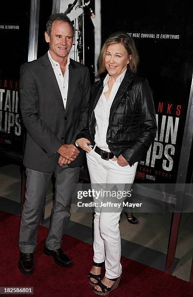 Actress Catherine O'Hara and husband production designer Bo Welsh arrive at the Los Angeles premiere of 'Captain Phillips' at the Academy of Motion...