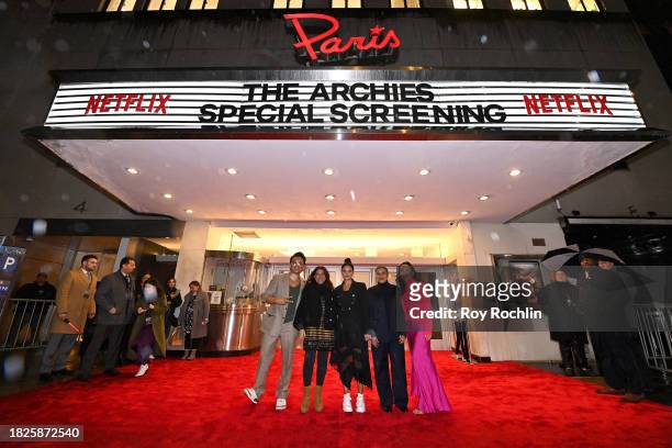 Prabal Gurung, Zoya Akhtar, Bela Bajaria, Reema Kagti, and Marian Lee attend The Archies NY Tastemaker Event at The Paris Theatre on December 01,...