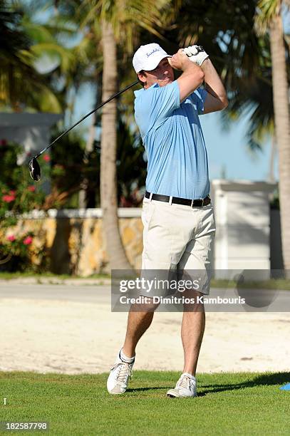 Lewis Henderson attends the Golf Clinic with Greg Norman and Golf Tournament during Day Three of the Sandals Emerald Bay Celebrity Getaway And Golf...