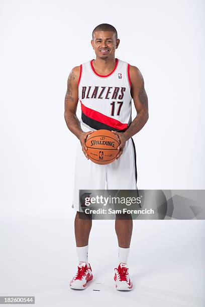 Earl Watson of the Portland Trail Blazers poses for photos during the teams annual Media Day September 30, 2013 at the Moda Center in Portland,...