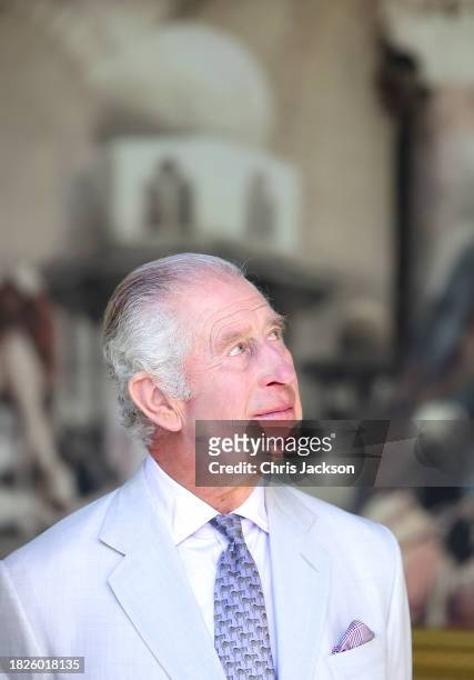 King Charles III looks on during a Commonwealth and Nature reception during COP28 on November 30, 2023 in Dubai, United Arab Emirates. The King is...