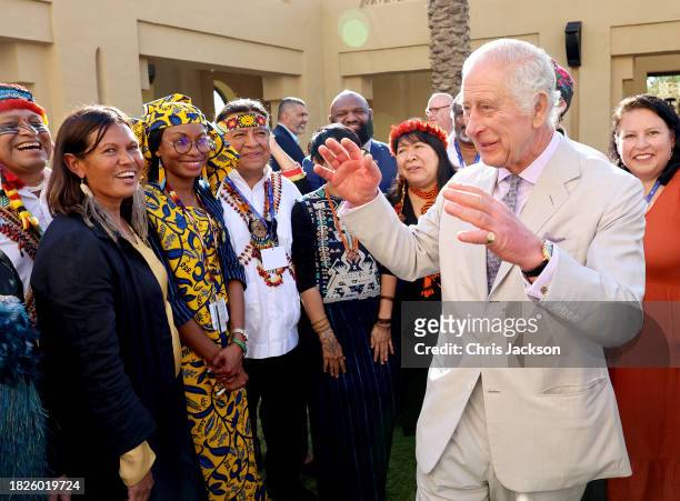 King Charles III attends a Commonwealth and Nature reception during COP28 on November 30, 2023 in Dubai, United Arab Emirates. The King is visiting...
