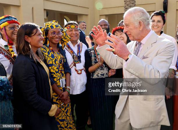 King Charles III attends a Commonwealth and Nature reception during COP28 on November 30, 2023 in Dubai, United Arab Emirates. The King is visiting...