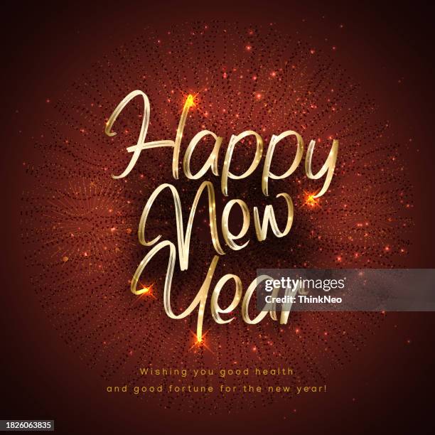 happy new year, new year celebration concept - new year card stock illustrations