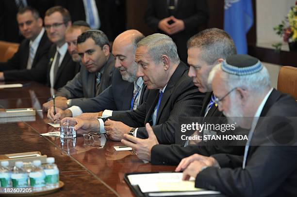 Israeli Prime Minister Benjamin Netanyahu meets with United Nations Secretary General Ban Ki-Moon during the 68th Session of the United Nations...