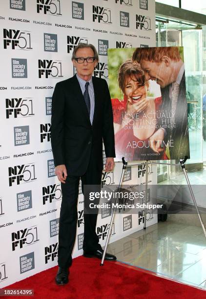 Actor Bill Nighy attends the "About Time" premiere during the 51st New York Film Festival at Alice Tully Hall at Lincoln Center on October 1, 2013 in...