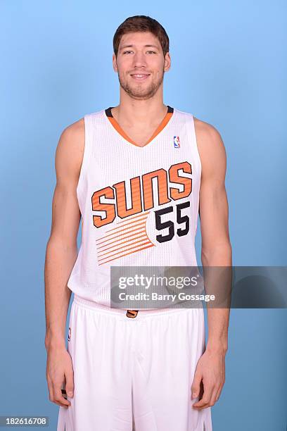 Viacheslav Kravtsov of the Phoenix Suns poses for a portrait on Media Day on September 30, 2013 at U.S. Airways Center in Phoenix, Arizona. NOTE TO...