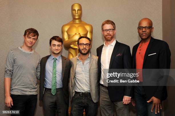 Dane DeHaan, Daniel Radcliffe, John Krokidas, Austin Bunn and Patrick Harrison attend The Academy Of Motion Picture Arts And Sciences Hosts An...