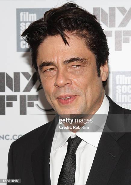 Actor Benicio del Toro attends the "Jimmy P: Psychotherapy Of A Plains Indian" premiere during the 51st New York Film Festival>> at Alice Tully Hall...