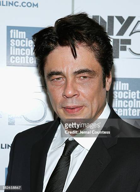Actor Benicio del Toro attends the "Jimmy P: Psychotherapy Of A Plains Indian" premiere during the 51st New York Film Festival at Alice Tully Hall at...