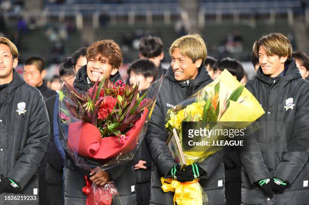Retirement ceremony of Yosuke KASHIWAGI and Junya TANAKA of FC Gifu after the J.LEAGUE Meiji Yasuda J3 38th Sec. Match between FC Gifu and Giravanz...