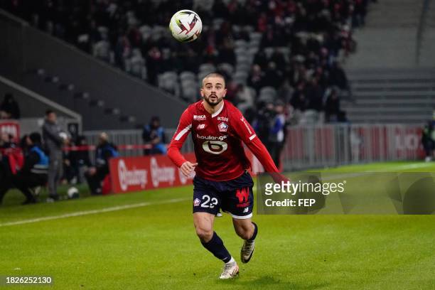 Edon ZHEGROVA of Lille during the Ligue 1 Uber Eats match between Lille Olympique Sporting Club and Football Club de Metz at Stade Pierre Mauroy on...