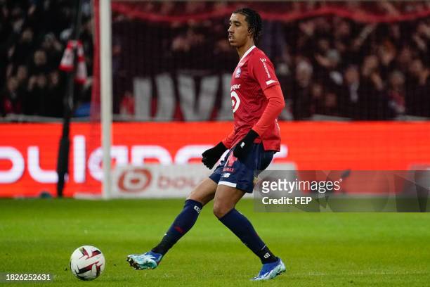 Leny YORO of Lille during the Ligue 1 Uber Eats match between Lille Olympique Sporting Club and Football Club de Metz at Stade Pierre Mauroy on...