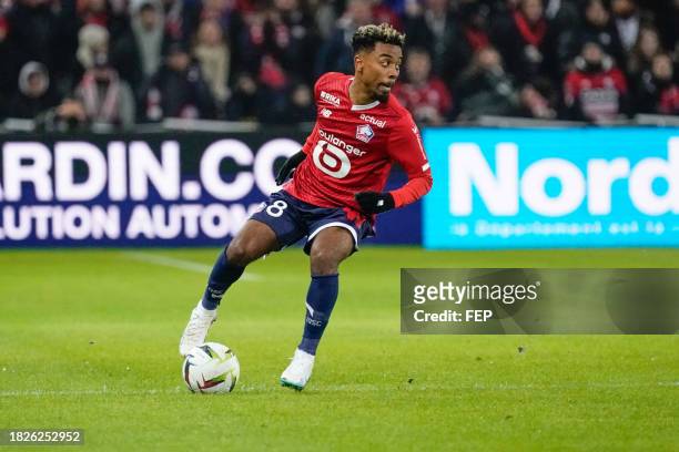 Angel GOMES of Lille during the Ligue 1 Uber Eats match between Lille Olympique Sporting Club and Football Club de Metz at Stade Pierre Mauroy on...