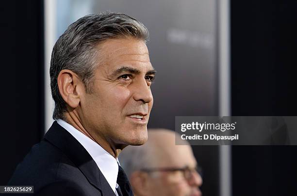 George Clooney attends the "Gravity" New York premiere at AMC Lincoln Square Theater on October 1, 2013 in New York City.