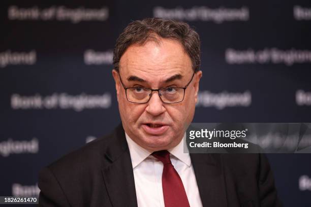 Andrew Bailey, governor of the Bank of England , during a financial stability report news conference at the central bank's headquarters in the City...
