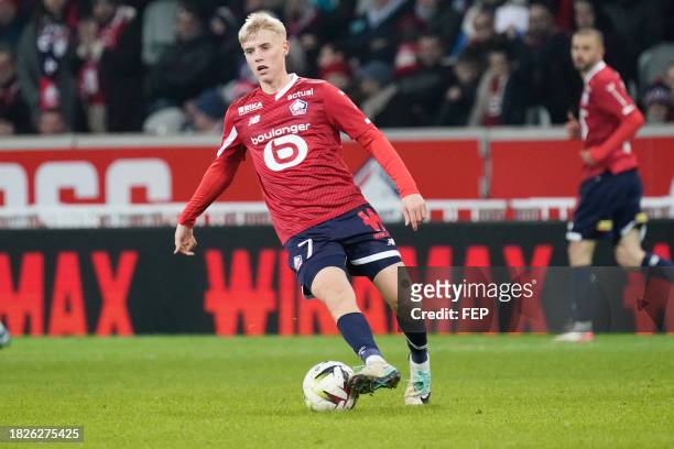 Hakon HARALDSSON of Lille during the Ligue 1 Uber Eats match between Lille Olympique Sporting Club and Football Club de Metz at Stade Pierre Mauroy...