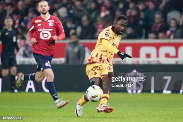 Ablie JALLOW of Metz during the Ligue 1 Uber Eats match between Lille Olympique Sporting Club and Football Club de Metz at Stade Pierre Mauroy on...