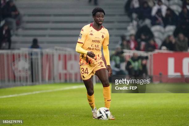 Joseph NDUQUIDI of Metz during the Ligue 1 Uber Eats match between Lille Olympique Sporting Club and Football Club de Metz at Stade Pierre Mauroy on...