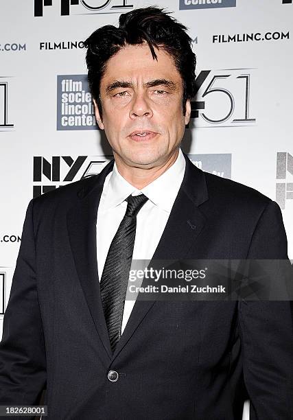 Actor Benicio del Toro attends the "Jimmy P: Psychotherapy Of A Plains Indian" premiere during the 51st New York Film Festival at Alice Tully Hall at...