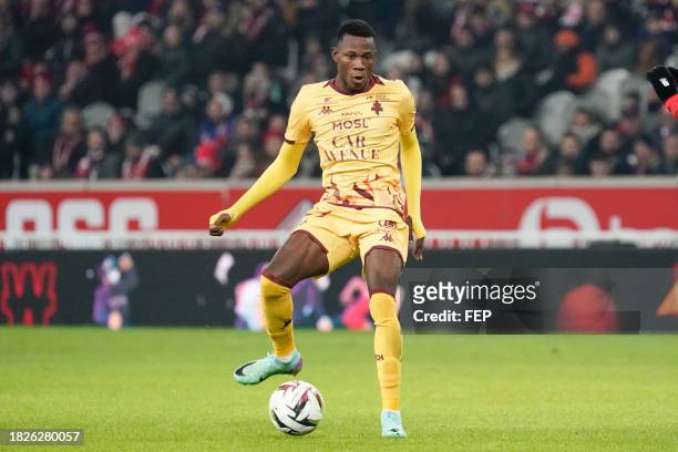 Danley JEAN JACQUES of Metz during the Ligue 1 Uber Eats match between Lille Olympique Sporting Club and Football Club de Metz at Stade Pierre Mauroy...