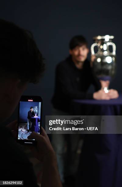 Guest David Silva of Spain is seen during a photo shooting ahead of the UEFA EURO 2024 Final Tournament Draw at the Atlantic hotel on December 01,...