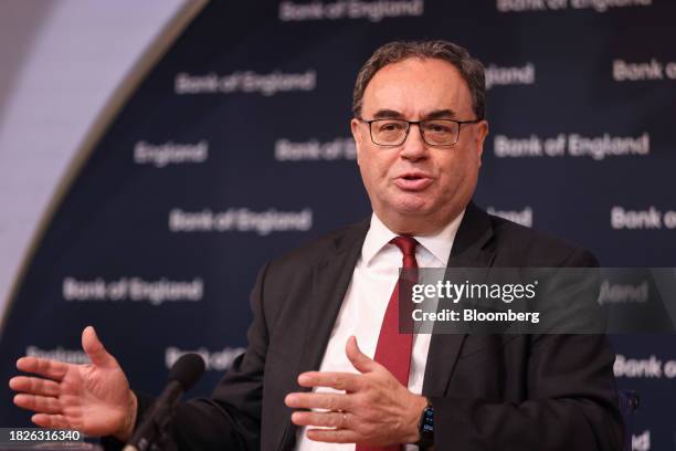 Andrew Bailey, governor of the Bank of England , during a financial stability report news conference at the central bank's headquarters in the City...