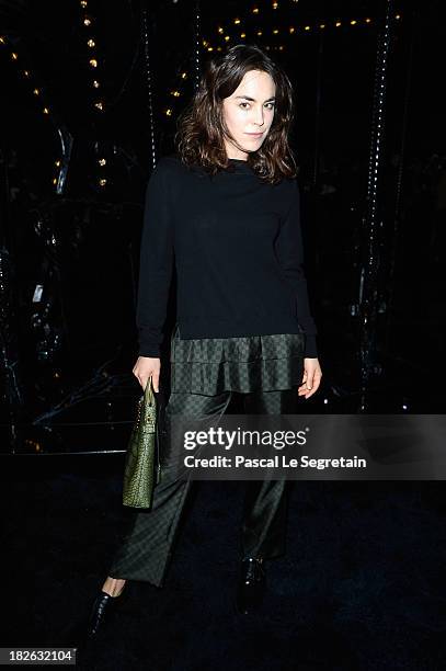 Tallulah Harlech attends the Louis Vuitton show as part of the Paris Fashion Week Womenswear Spring/Summer 2014 at Le Carre du Louvre on October 2,...