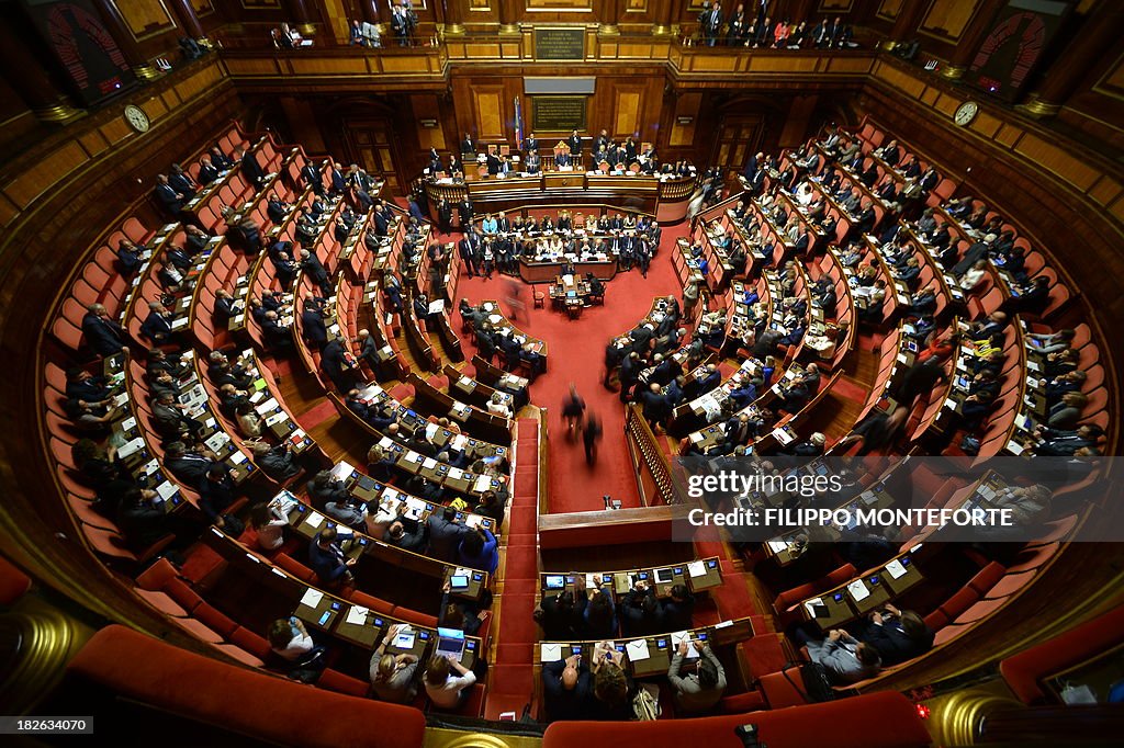 Italian Senate Rome A general view shows Italy's Senate on October 2, 2013 in Rome where ...