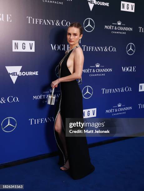 Olivia DeJonge attends the NGV Gala 2023 at the National Gallery of Victoria on December 02, 2023 in Melbourne, Australia.