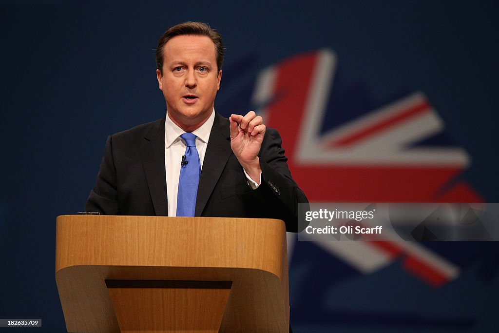 Prime Minister David Cameron Delivers His Keynote Speech At The Conservative Party Conference