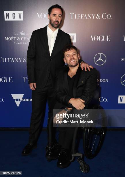 Andy Allen and Dylan Alcott attend the NGV Gala 2023 at the National Gallery of Victoria on December 02, 2023 in Melbourne, Australia.