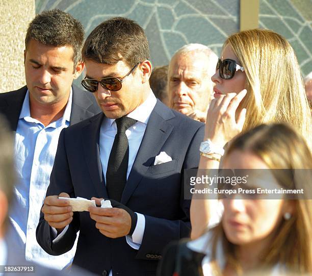 Bullfighter Jose Mari Manzanares and Rocio Escalona attend the funeral for Pepe Manzanares on September 6, 2013 in Alicante, Spain.