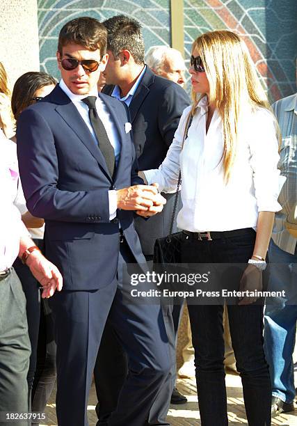 Bullfighter Jose Mari Manzanares and Rocio Escalona attend the funeral for Pepe Manzanares on September 6, 2013 in Alicante, Spain.