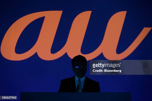 Takashi Tanaka, president of KDDI Corp., attends a product launch event for the company's "au" brand of smartphones in Tokyo, Japan, on Wednesday,...