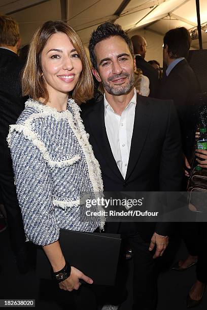 Sofia Coppola and Marc Jacobs attend the Louis Vuitton show as part of the Paris Fashion Week Womenswear Spring/Summer 2014 on October 2, 2013 in...