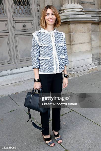 Director Sofia Coppola arriving at Louis Vuitton show as part of the Paris Fashion Week Womenswear Spring/Summer 2014 on October 2, 2013 in Paris,...