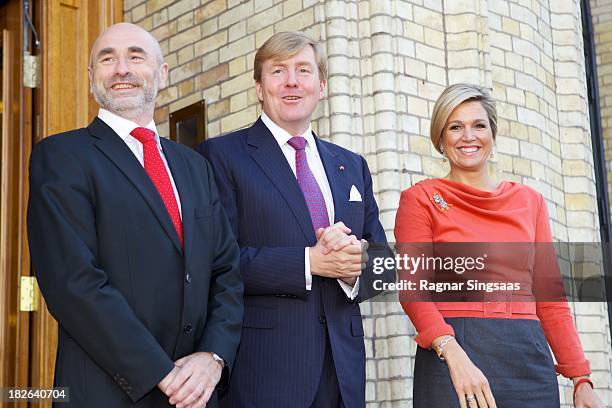 President of the Norwegian parliament Dag Terje Andersen , King Willem-Alexander of The Netherlands and Queen Maxima of The Netherlands pose for a...
