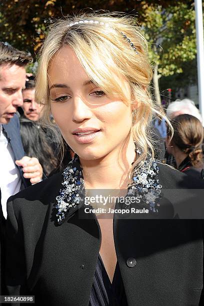 Dianna Agron arrives at Miu Miu Fashion Show during Paris Fashion Week Womenswear SS14 - Day 9 on October 2, 2013 in Paris, France.