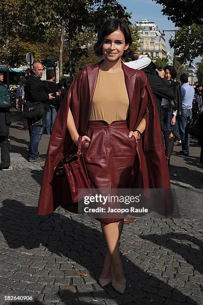 Miroslava Duma arrives at Miu Miu Fashion Show during Paris Fashion Week Womenswear SS14 - Day 9 on October 2, 2013 in Paris, France.