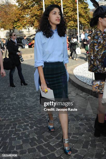 Caroline Issa arrives at Miu Miu Fashion Show during Paris Fashion Week Womenswear SS14 - Day 9 on October 2, 2013 in Paris, France.