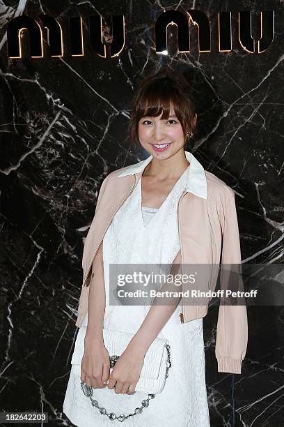Mariko Shinoda attends the Miu Miu show as part of the Paris Fashion Week Womenswear Spring/Summer 2014 at the Palais dIENA on October 2, 2013 in...